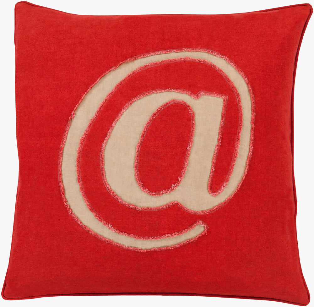Surya Linen Text Lx-001 18"X18" Durable Accent Pillow - Modern Charm For Your Home Decor, Spot Clean Only Red Linen Lx002-2222