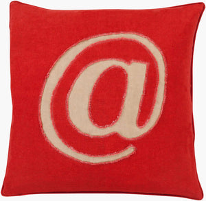Surya Linen Text Lx-001 18"X18" Durable Accent Pillow - Modern Charm For Your Home Decor, Spot Clean Only Red Linen Lx002-2222