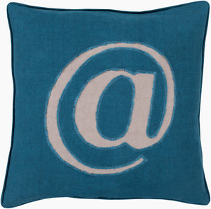 Surya Linen Text Lx-001 18"X18" Durable Accent Pillow - Modern Charm For Your Home Decor, Spot Clean Only Dark Blue Linen Lx004-2020d