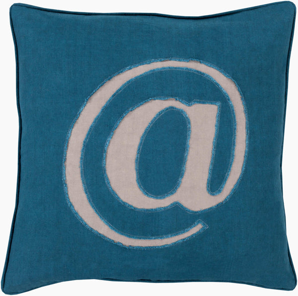 Surya Linen Text Lx-001 18"X18" Durable Accent Pillow - Modern Charm For Your Home Decor, Spot Clean Only Dark Blue Linen Lx004-2020d
