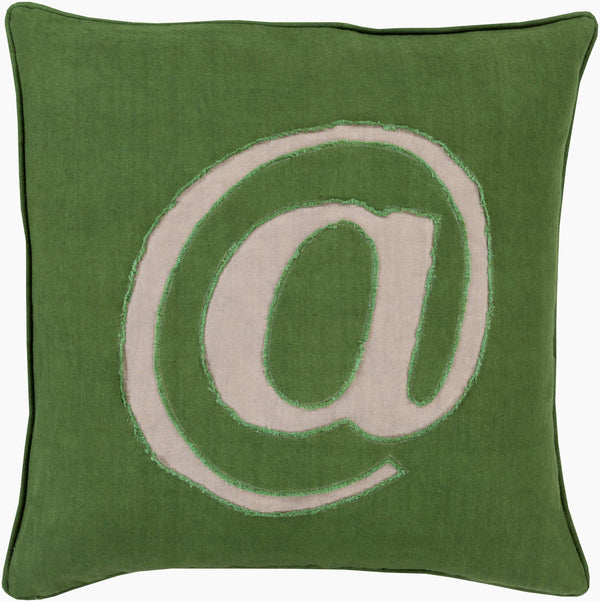 Surya Linen Text Lx-001 18"X18" Durable Accent Pillow - Modern Charm For Your Home Decor, Spot Clean Only Medium Green Linen Lx005-2020