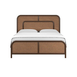 A.R.T. Furniture Verge King Woven Bed HB - Contemporary Rustic Platform Design with Textured Panels & Dark Wood Frame 337136-1960HB
