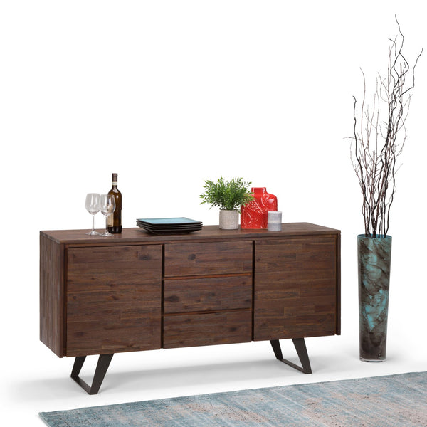 English Elm Lowry Sideboard Buffet - Handcrafted Distressed Charcoal Brown, Rustic Storage Solution For Home B136P158868