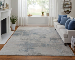Feizy Rugs Zarah Modern Elegant Hand-tufted Wool & Viscose Abstract Watercolor Area Rug For Serene Spaces Gray,Taupe,Blue Viscose,Wool Zrh8917fbgeblup00