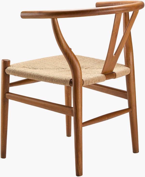 Surya Linxia Mid-century Modern Dining Chair Set - Handcrafted Seagrass & Teak Wood, Elegant Home Decor Top, Wheat,Base, Brown Seagrass,Teak Wood Lxa001-set