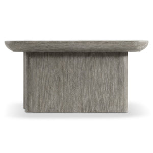 Bernhardt Bernhardt Monolith Cocktail Table In Wirebrushed Puma Oak — Sculptural Plinth Base, Rounded Top, Casters (64" W) 343015