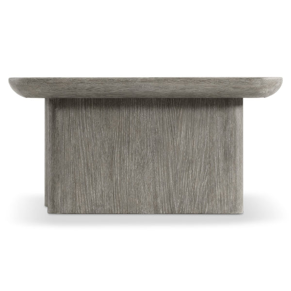 Bernhardt Bernhardt Monolith Cocktail Table In Wirebrushed Puma Oak — Sculptural Plinth Base, Rounded Top, Casters (64" W) 343015