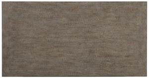 Hooker Furniture Rustic Quartered White Oak Desk With Eglomise Glass, Slender Legs, Drop-Front Keyboard Drawer, Antique Brass 1641-10458-LTWD