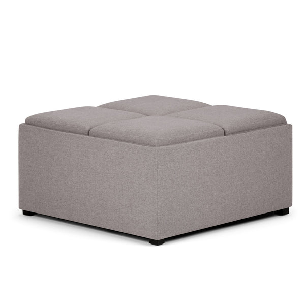 English Elm Avalon - Versatile Square Coffee Table Ottoman With Storage In Cloud Grey Linen For Modern Homes B136P159746