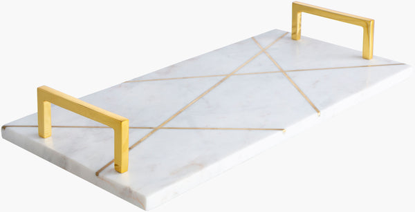 Surya Luxe Marble Decorative Tray - 2"H X 9"W X 18"D Modern Accent For Elegant Home Décor & Easy Care White Marble Lxe-001