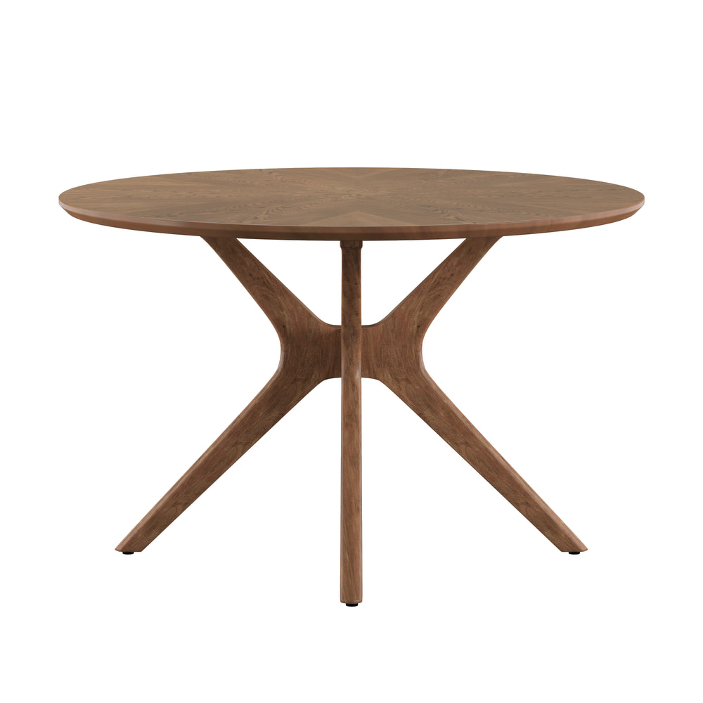 Homelegance By Top-Line Martine Mid-Century Walnut Finish Round Dining Table Walnut Rubberwood