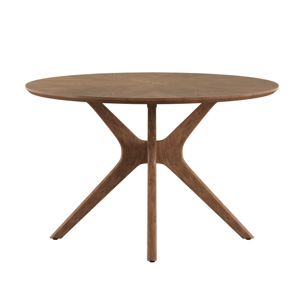Homelegance By Top-Line Martine Mid-Century Walnut Finish Round Dining Table Walnut Rubberwood