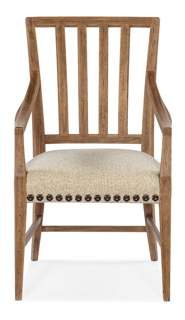 Hooker Furniture Big Sky Arm Chair With Rustic Hickory Finish, Saxony Porcelain Performance Fabric & Nailhead Trim 27.00 L x 23.25W x 39.50H 6700-75400-80