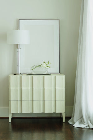 Bernhardt Bernhardt Cerused Linen East Hampton Hall Chest – 3-Drawer Neo-Traditional Console With Tapered Feet, Adjustable Glides, Anti-Tip Kit 395115