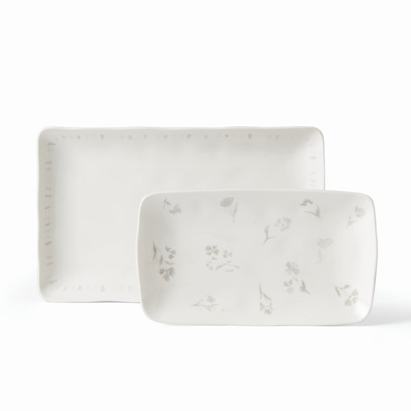 Lenox Oyster Bay 2-Piece Nesting Serving Platters White, WHITE PORCELAIN 894095