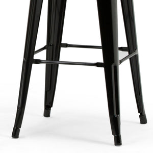 English Elm Rayne 30" Industrial Metal Bar Stool Set Of 4 - Ergonomic Back, Durable Black Finish For Home & Bar B136P159500-GIGA