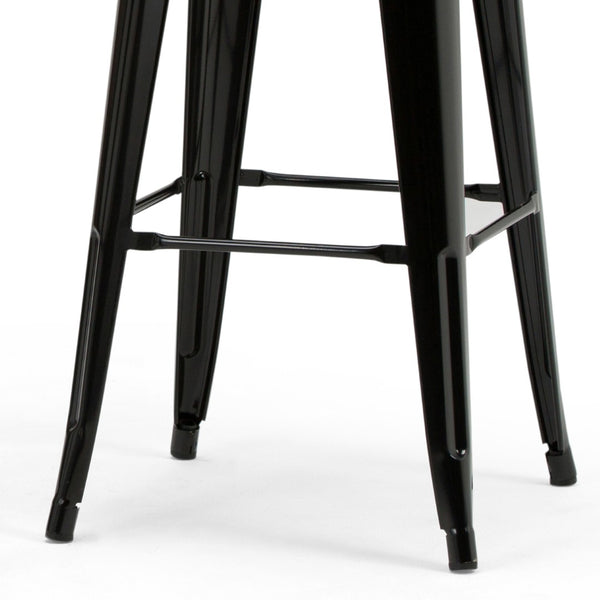 English Elm Rayne 30" Industrial Metal Bar Stool Set Of 4 - Ergonomic Back, Durable Black Finish For Home & Bar B136P159500-GIGA