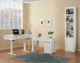 Boca Power Lift L Shape Desk with File and Bookcase Cottage White BOC-5PC-LIFT-LDESK-F-BK Parker House