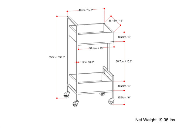 English Elm Hobbs 16" Bar Cart in Natural Mango Wood with Locking Casters, Black Metal Frame, Industrial Chic B136P158690