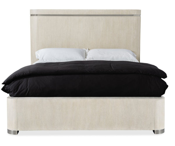 Hooker Furniture Modern Mood King Panel Bed With Oak Veneer & Pewter Inlay — Modern Contemporary Statement Piece Light Brown 6850-90266-80