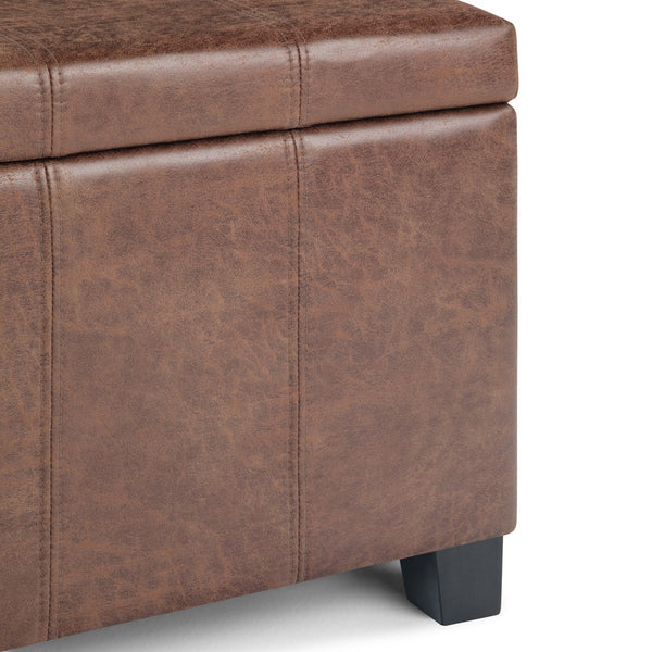 English Elm Dover Storage Ottoman Bench - Stylish Distressed Umber Brown Faux Leather With Hidden Storage B136P159041