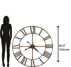 Hekman Furniture 625566 Wingate Oversized Iron Wall Clock - Antique Brass Finish With Elegant Roman Numerals Design Metal Wingate Wall Clock 625566