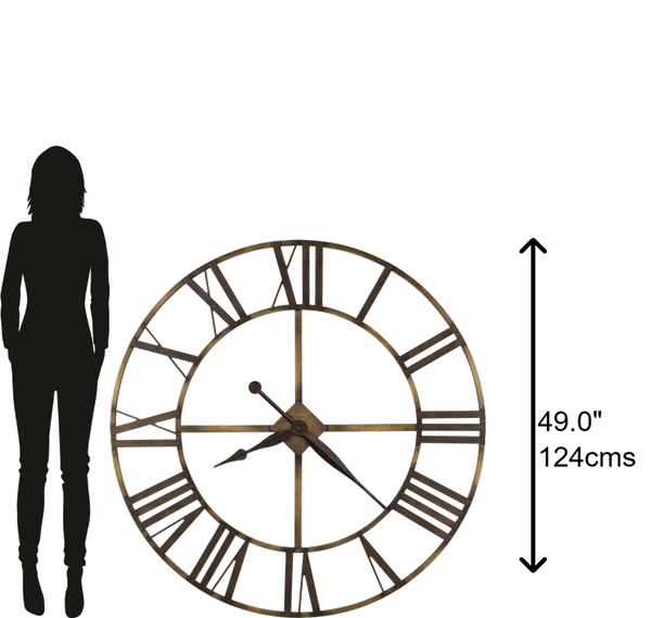 Hekman Furniture 625566 Wingate Oversized Iron Wall Clock - Antique Brass Finish With Elegant Roman Numerals Design Metal Wingate Wall Clock 625566