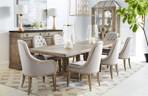 A.R.T. Furniture Architrave Trestle Dining Table – Elegant Almond Finish, Expandable From 96" To 136" For Gatherings! Brown Material, Pine Solids And Veneer,Resin 277238-2608