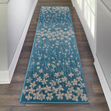 Nourison Tranquil TRA04 Machine Made Power-loomed No Border Indoor Only Contemporary  Rug Turquoise, Turquoise Blue 100% Polypropylene 99446485823