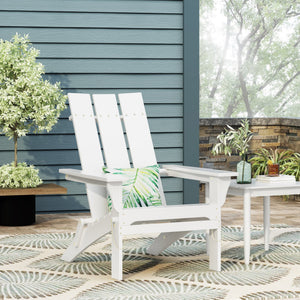 English Elm Zuma Solid Acacia Foldable Adirondack Chair Rustic Outdoor Lounger for Deck or Patio White 68319.00WHI