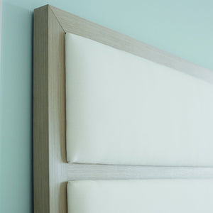 Bernhardt Bernhardt Axiom King Panel Bed - High Headboard With Inset Upholstery, Linear Gray Veneer Finish K1087