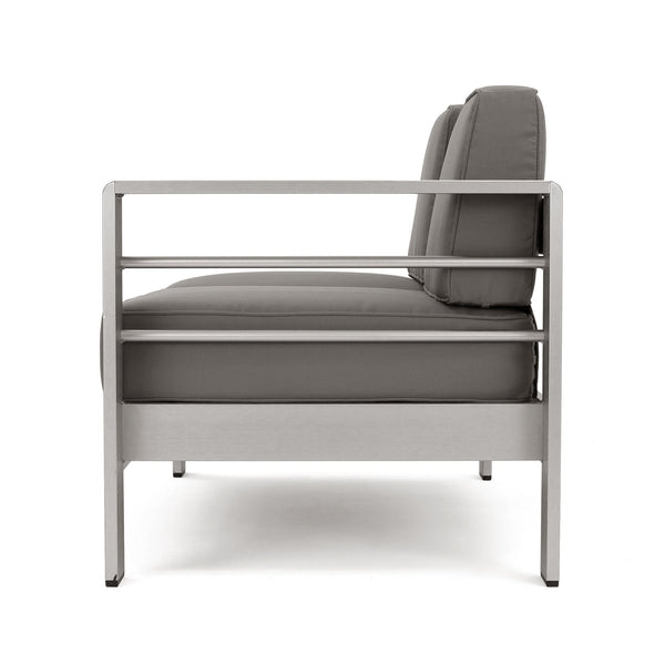 English Elm Cape Coral Outdoor Sectional Sofa Set with Aluminum Frame and Glass Top Coffee Table 57589.00