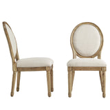 Homelegance By Top-Line Mayer Round Linen and Wood Dining Chairs (Set of 2) Beige Rubberwood