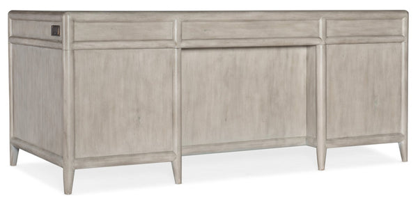 Hooker Furniture Burnham Executive Desk With Grey Mink Alder Veneer, 7 Drawers, Locking File Storage, Durable Finish Light Wood 5921-10562-90