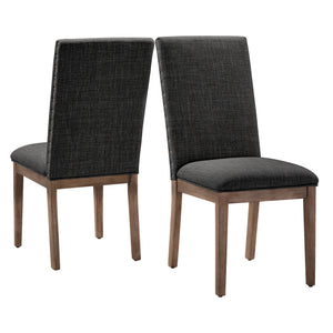 Homelegance By Top-Line Marsean Nailhead Accent Parson Linen Dining Chairs (Set of 2) Brown Rubberwood