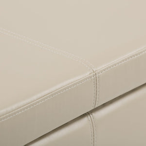 English Elm Avalon Storage Ottoman Bench - Elegant Satin Cream Faux Leather With Hidden Storage & Seating B136P158638