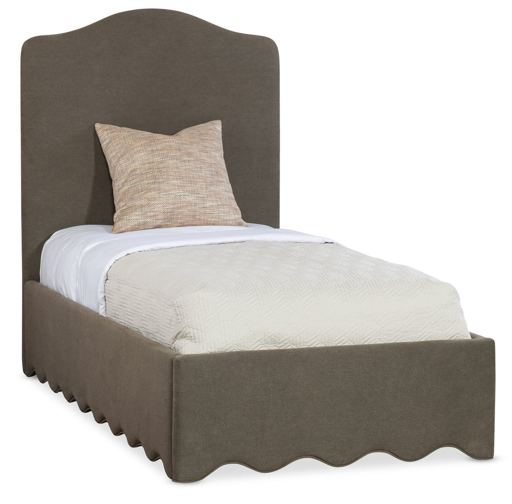 Hooker Furniture Commerce and Market Liv Linen Twin Bed Scalloped Base Tailored Upholstered Frame 7228-90833-005-489