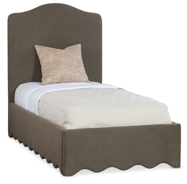 Hooker Furniture Commerce and Market Liv Linen Twin Bed Scalloped Base Tailored Upholstered Frame 7228-90833-005-489
