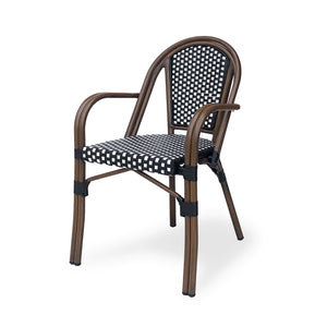 English Elm Bistro Wicker Outdoor Dining Chairs Set of Two with Rust Resistant Aluminum Frame Patio 72905.00BLK