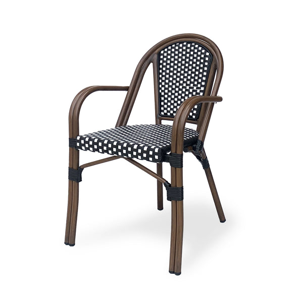 English Elm Bistro Wicker Outdoor Dining Chairs Set of Two with Rust Resistant Aluminum Frame Patio 72905.00BLK