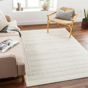 Livabliss Lyna Cottage Style Machine Woven Area Rug Soft Pile Entryway Bathroom Accent White, White 3'3" x 5' LYA2301-335
