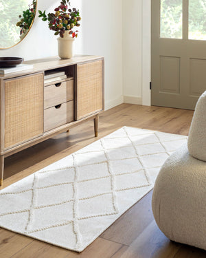 Livabliss Lyna Global Inspired Machine Woven Accent Rug Soft Polypropylene Blend for Entryways White, White 2' x 2'10" LYA2303-2210
