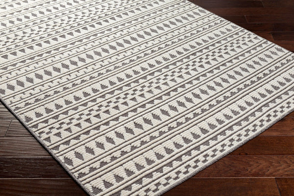 Livabliss Lyna Global Geometric Runner Rug Machine Woven Polypropylene Hallway Entryway Accent Gray, White 3'3" x 5' LYA2305-335