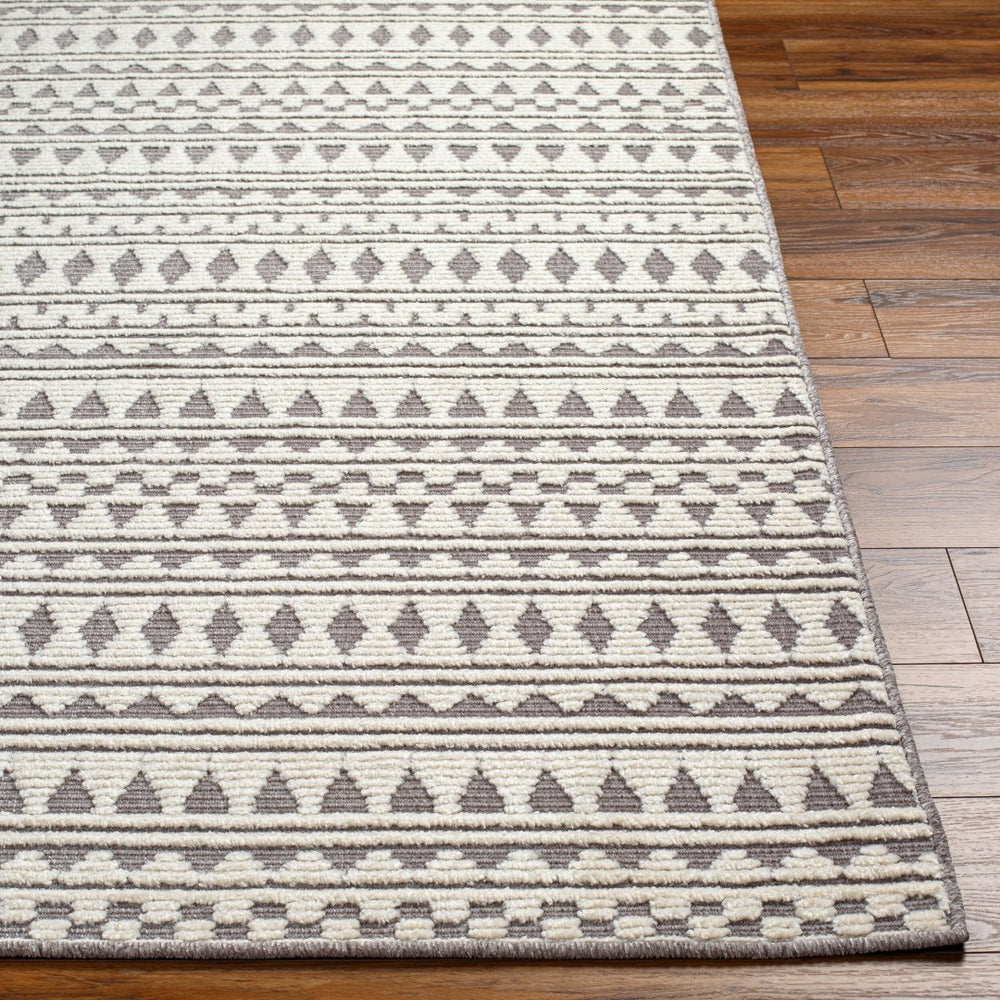 Livabliss Lyna Global Geometric Runner Rug Machine Woven Polypropylene Hallway Entryway Accent Gray, White 2'7" x 7'2" LYA2305-2772