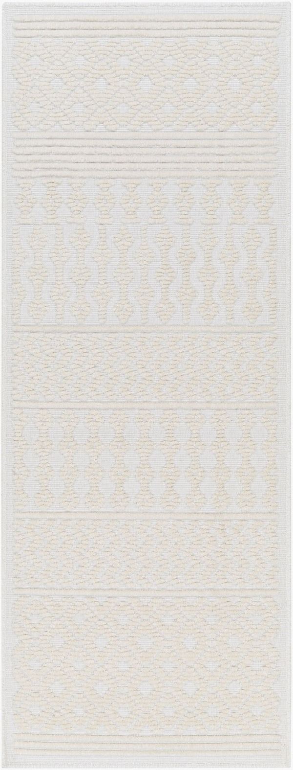Livabliss Lyna Cottage Style Machine Woven Polypropylene Accent Rug for Entryways and Kitchens White, White 2'7" x 7'2" LYA2309-2772