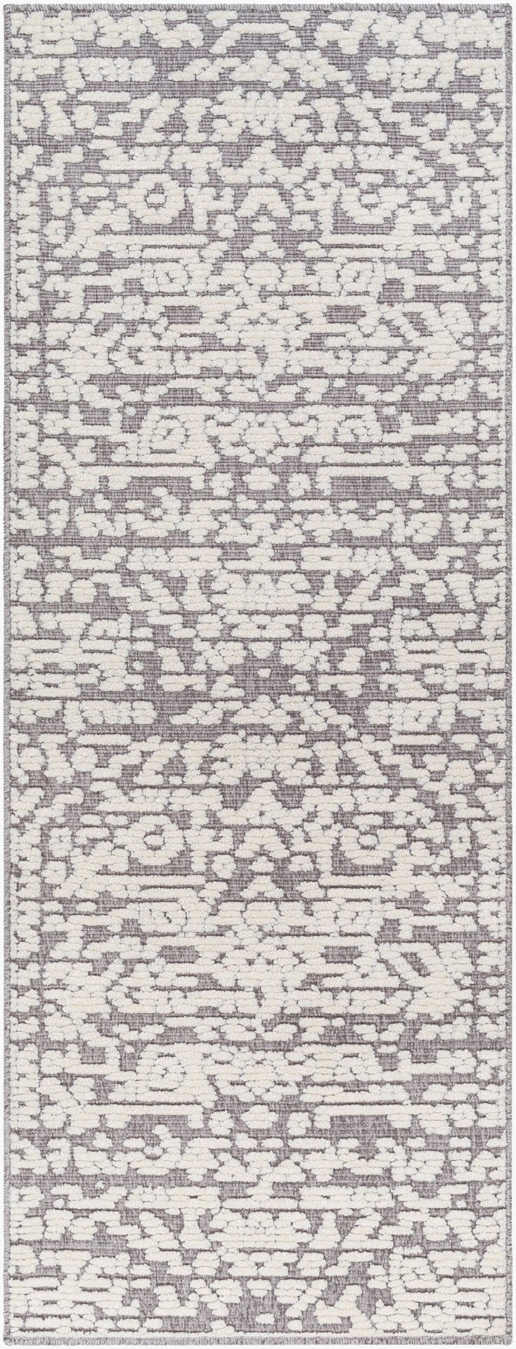 Livabliss Lyna Cottage Inspired Machine Woven Runner Rug for Hallways and Entryways Gray, White 2'7" x 7'2" LYA2319-2772