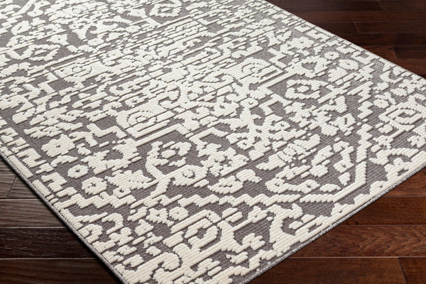 Livabliss Lyna Cottage Inspired Machine Woven Runner Rug for Hallways and Entryways Gray, White 3'3" x 5' LYA2319-335