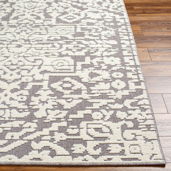 Livabliss Lyna Cottage Inspired Machine Woven Runner Rug for Hallways and Entryways Gray, White 3'3" x 5' LYA2319-335