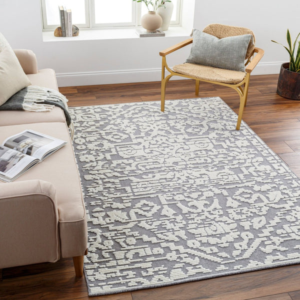 Livabliss Lyna Cottage Inspired Machine Woven Runner Rug for Hallways and Entryways Gray, White 3'3" x 5' LYA2319-335