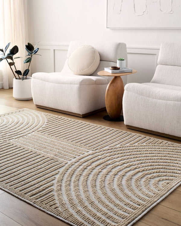 Livabliss Lyna Art Deco Geometric Machine Woven Indoor Rug for Entryways and Accent Layering Beige, Light Br 2' x 2'10" LYA2327-2210